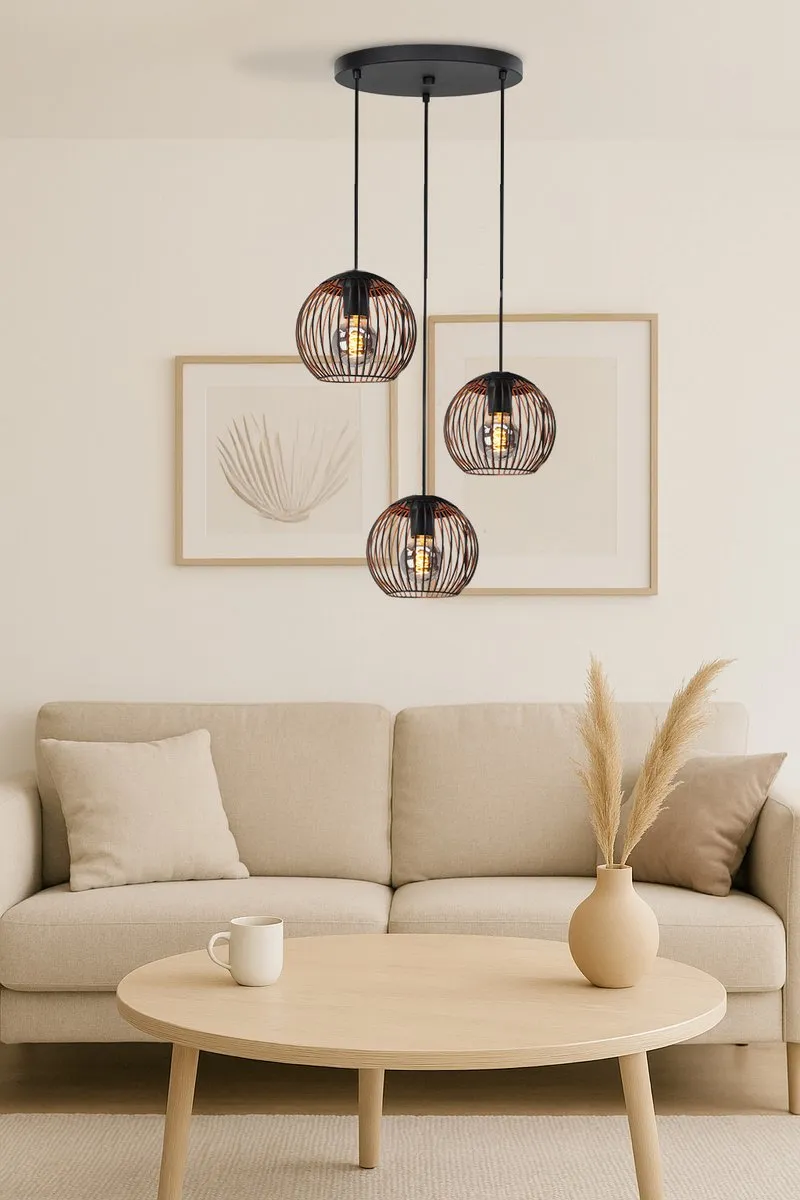 Eglo Almanzora Hanglamp E27 - Ø46,5cm - Zwart/Koper - afbeelding 6 van 6