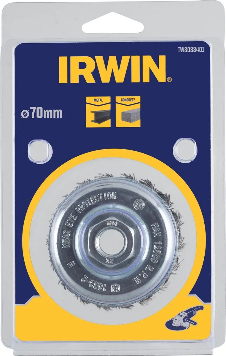 Irwin Staalborstel 70mm Conisch M14