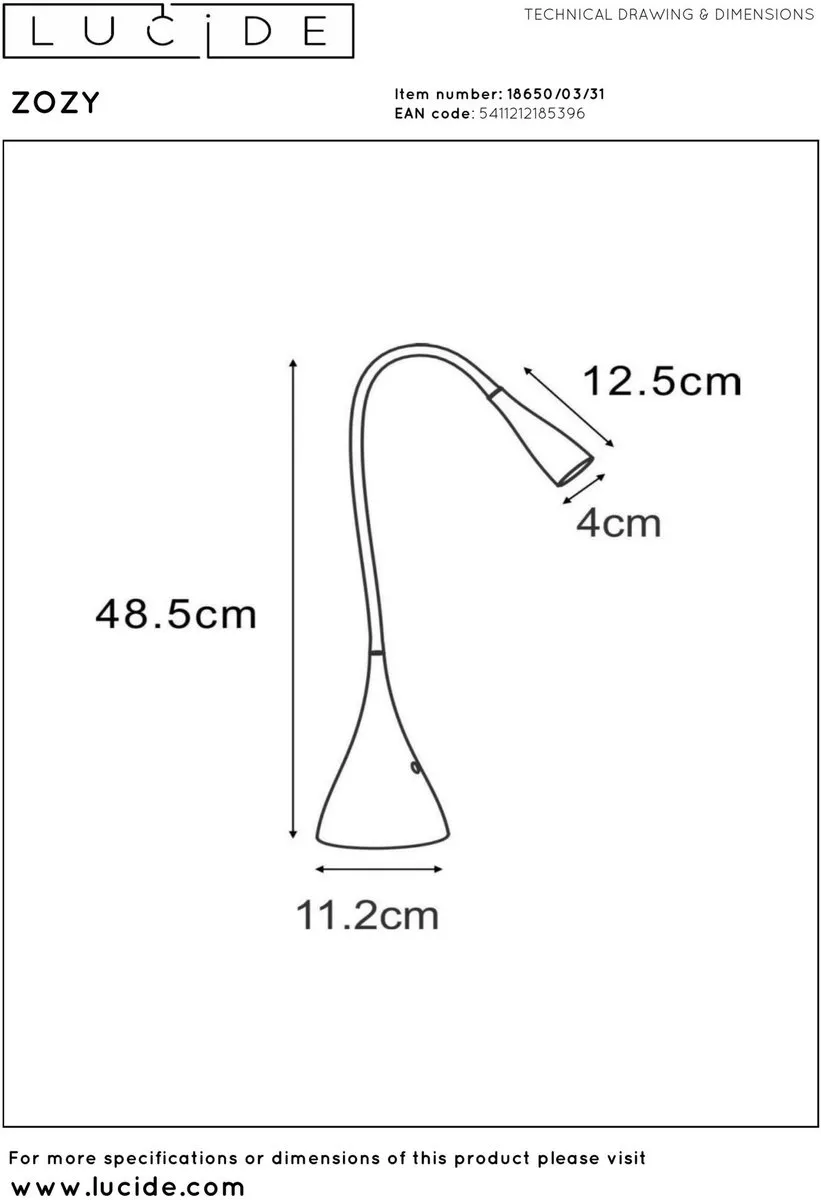 Lucide ZOZY Bureaulamp LED 4W 3000K - Wit