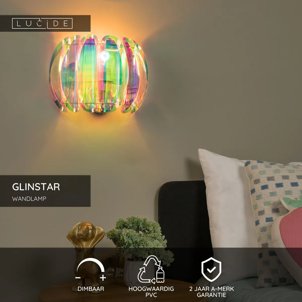 Lucide Glinstar Wandlamp E27 - Multicolor