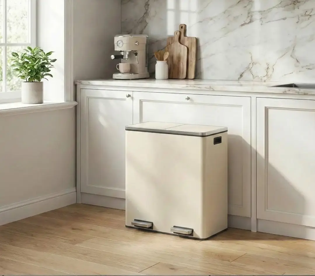 Songmics Prullenbak 60L - 2 Vakken - Beige - afbeelding 6 van 6