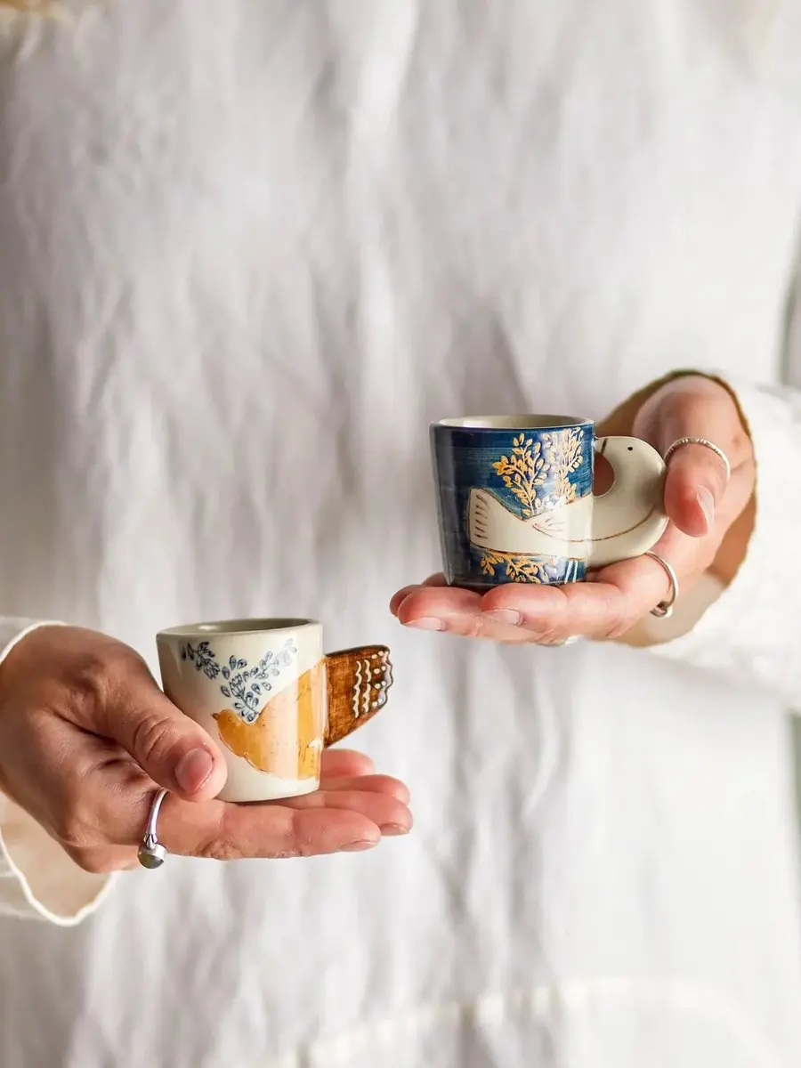 Bloomingville Espressomok Hezha 55ml - Blauw - 2 Stuks