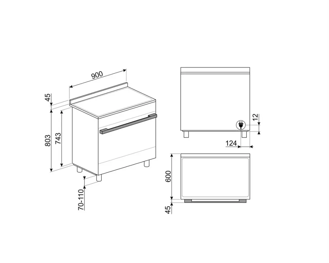 Smeg CPF9IPAN Inductiefornuis 5 Zones - 3,7 kW