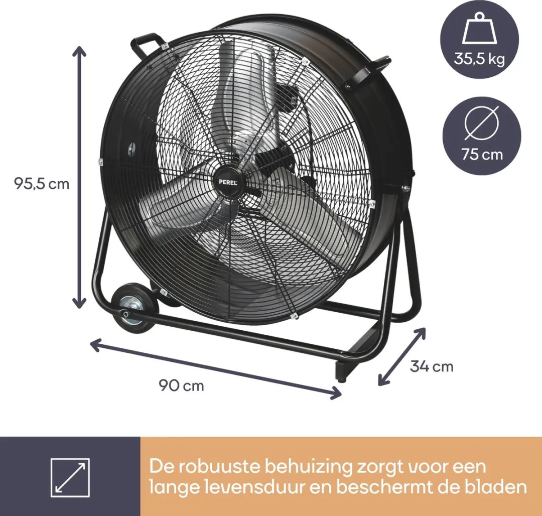 Perel Vloerventilator CFAN0475 - 75cm - 315W - Zwart