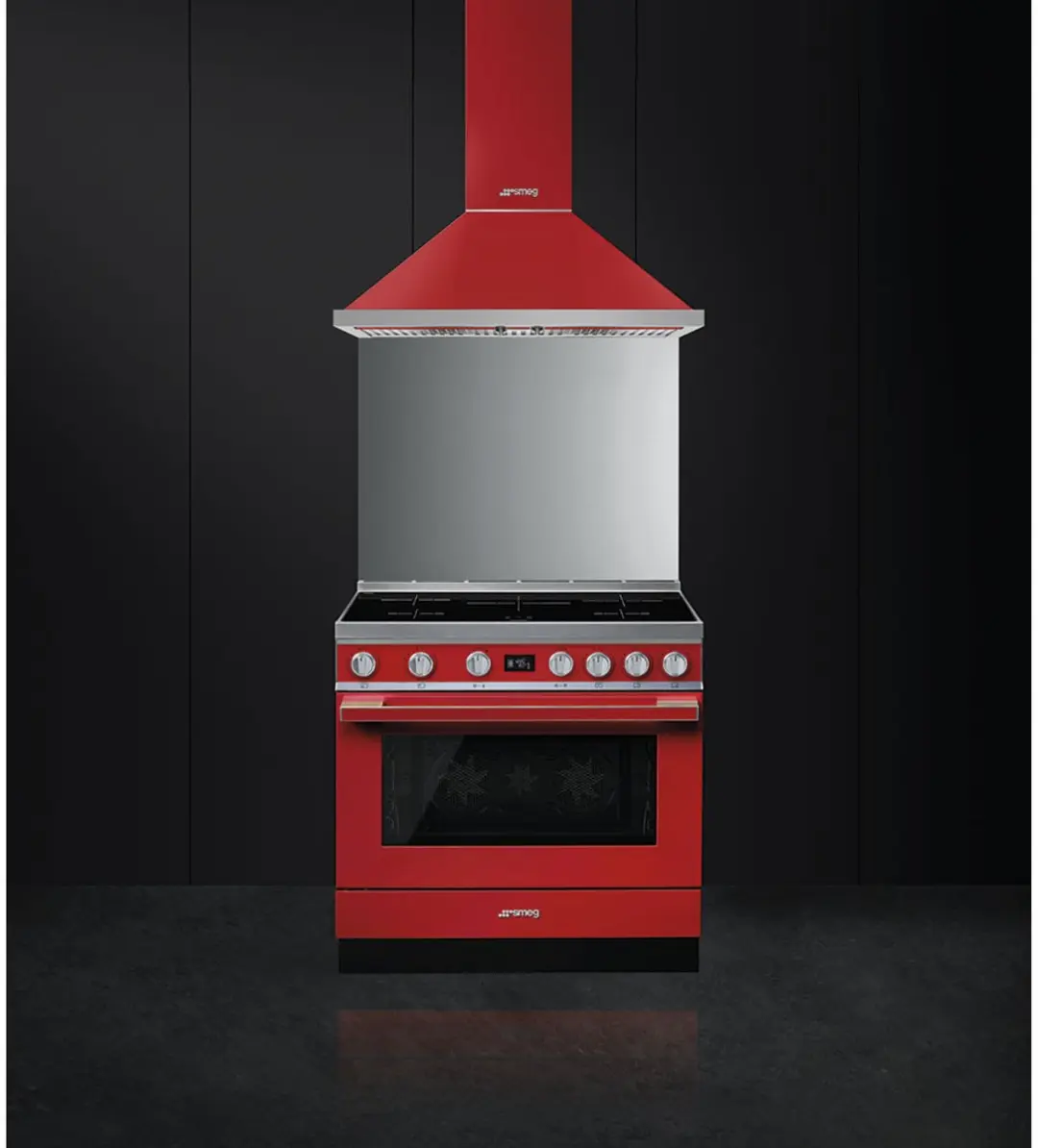 Smeg CPF9IPR Vrijstaand Inductiefornuis - 5 Zones - Rood