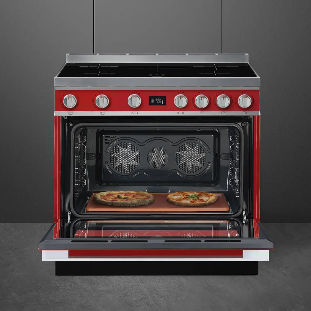 Smeg CPF9IPR Vrijstaand Inductiefornuis - 5 Zones - Rood