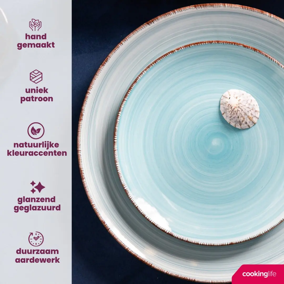 Cookinglife Delice Blue Koffiekopjes - 6 Stuks 180ml - Aardewerk