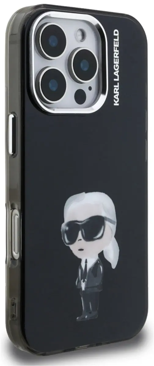 Karl Lagerfeld Aquarelle Iml Hoesje KLHCP16LIMK - iPhone 16 Pro - Zwart