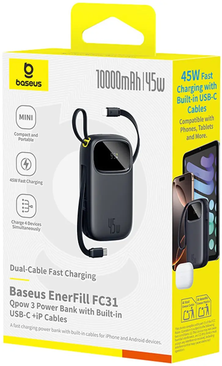Baseus EnerFill FC31 Powerbank 10000mAh 45W - Zwart