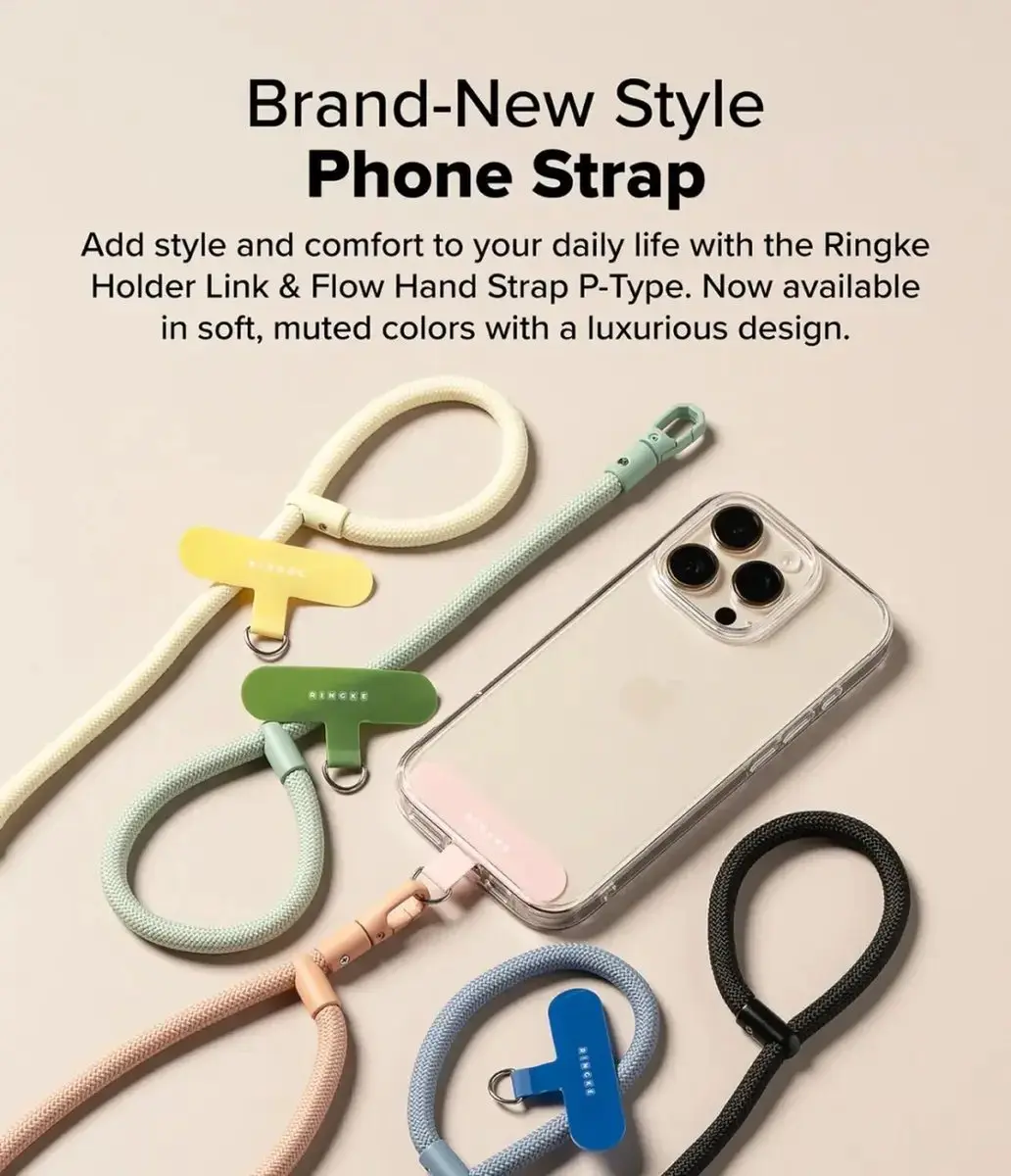 Ringke Holder Link & Flow Hand Strap P-Type - Telefoonkoord Zwart - afbeelding 6 van 6