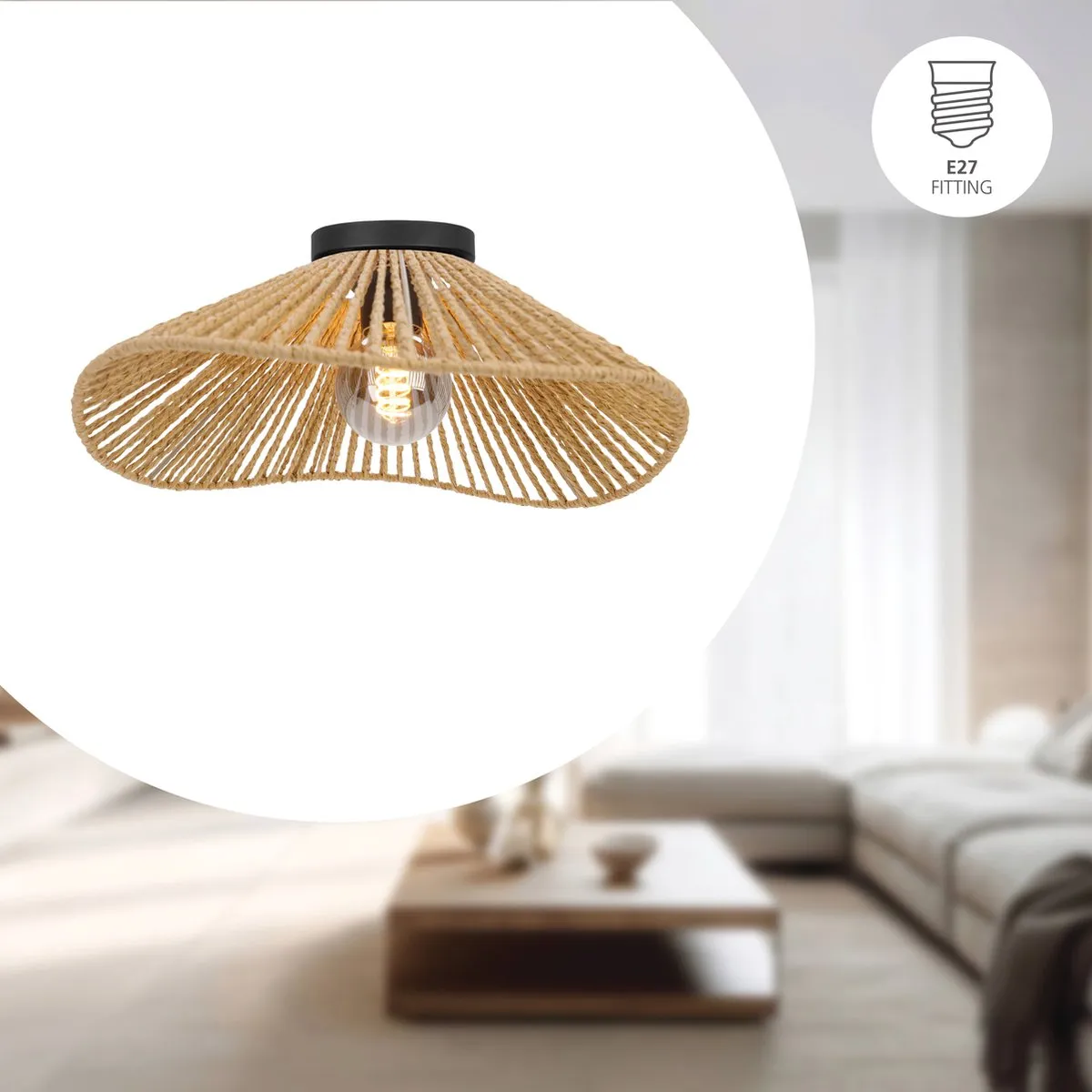 Eglo Lavister Plafondlamp E27 - Ø39cm - Zwart/Bruin