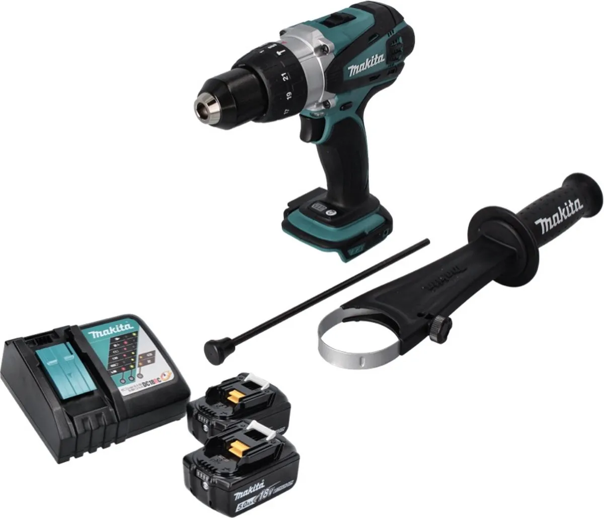 Makita DHP 458 RT Klopboormachine 18V - 2x 5,0Ah Accu + Oplader