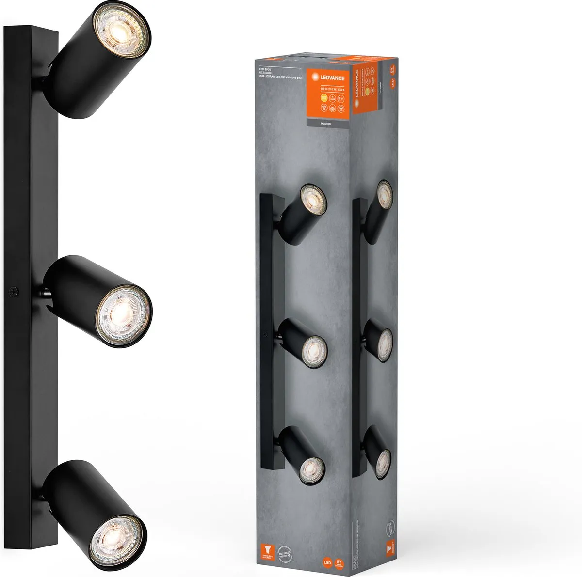 LEDVANCE LED Spot Octagon GU10 3x3,4W - Zwart - 690lm