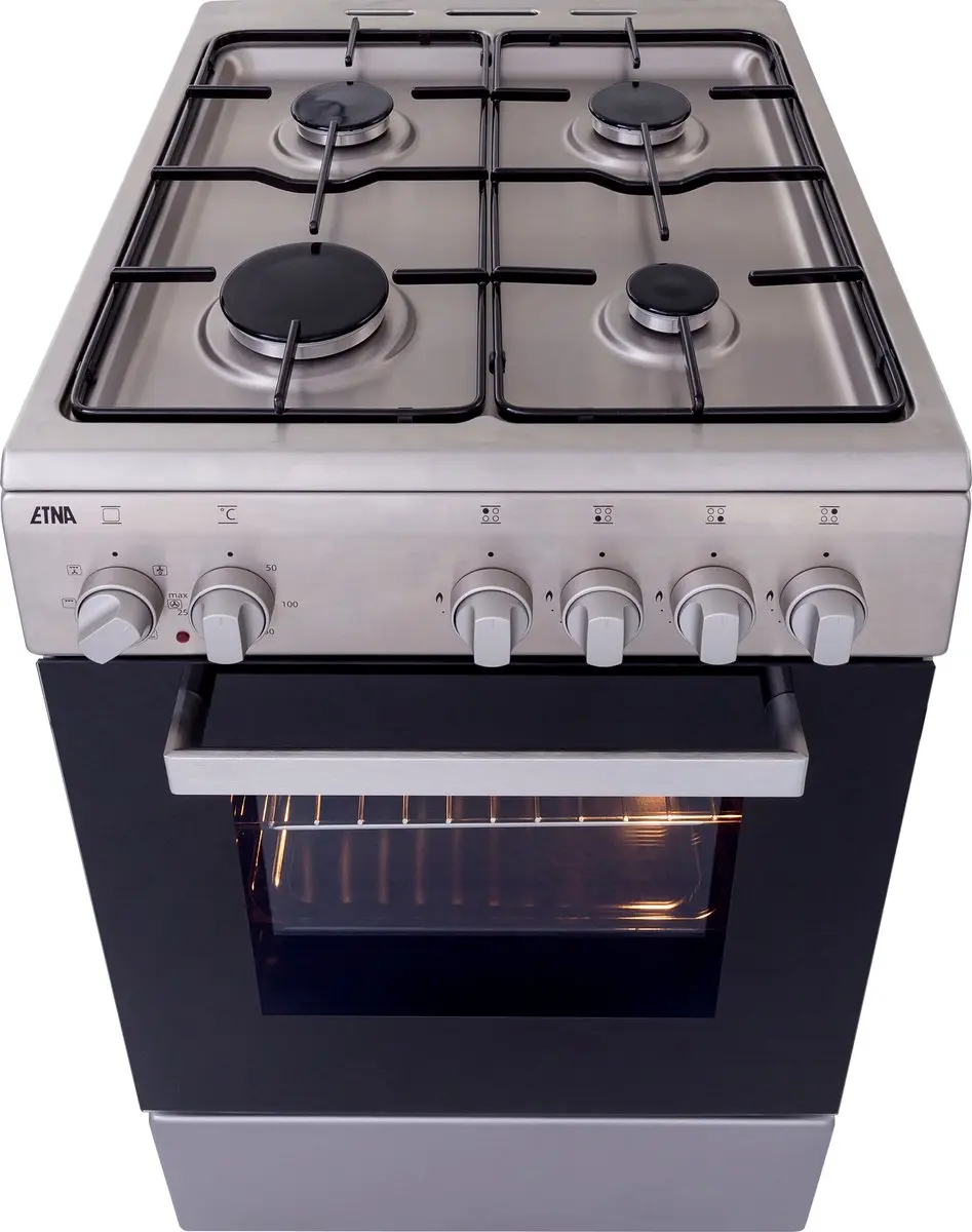 Etna FGV350RVS Gas/Elektro Fornuis 50cm - 4 Kookzones - RVS