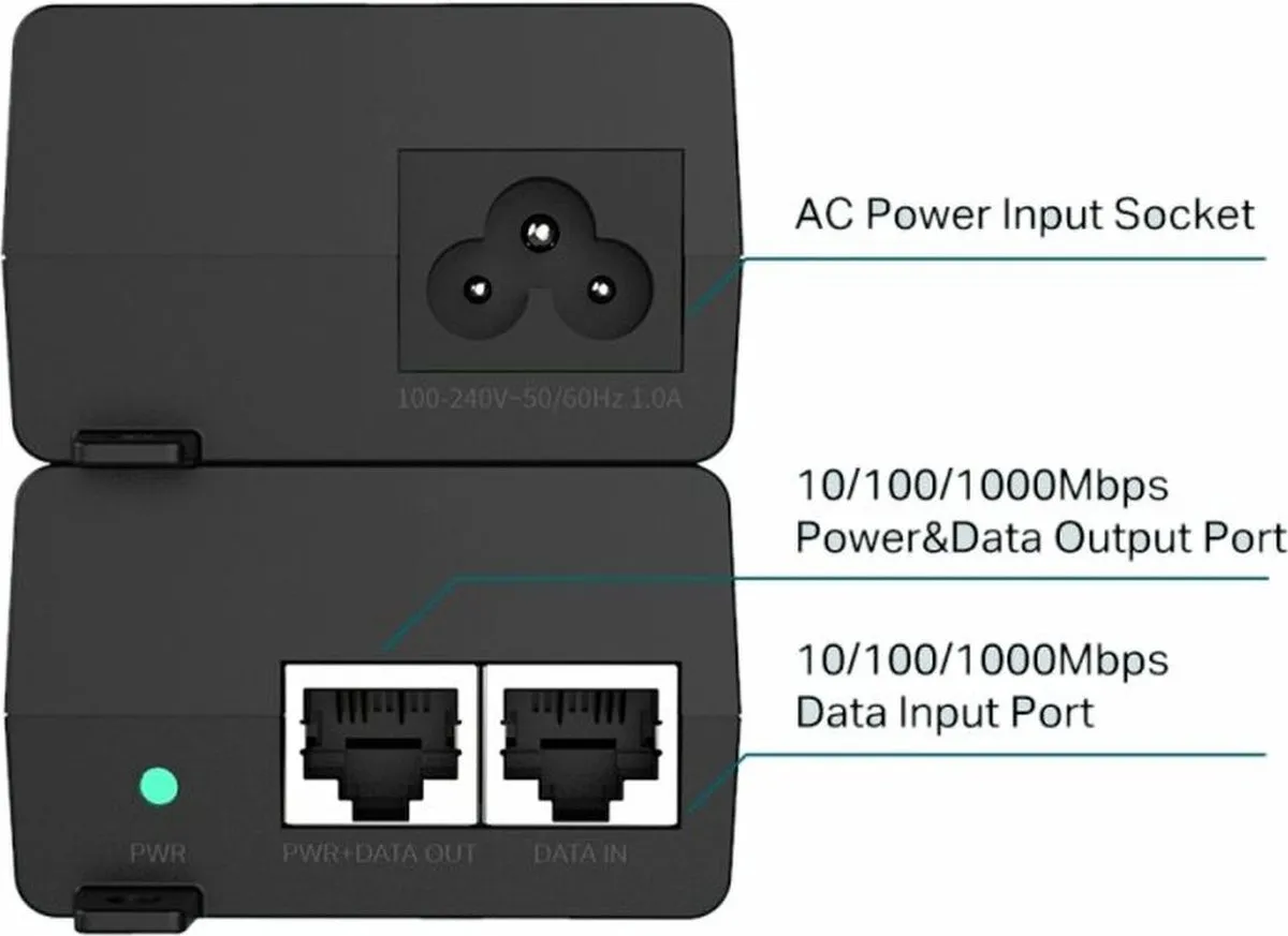 TP-Link TL-POE160S PoE+ Injector - 2 Poorten - Zwart