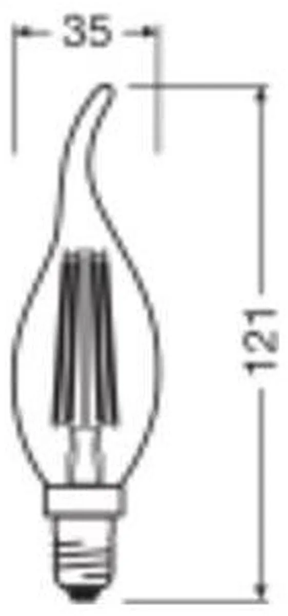 LEDVANCE LED Filament Tip-kaarslamp E14 3.4W 470lm - Warm wit - afbeelding 6 van 6
