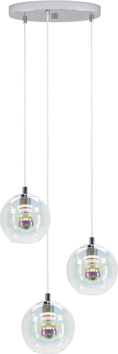 Eglo Ariscani 2 Hanglamp - Ø42,5cm - Chroom/Gekleurd glas