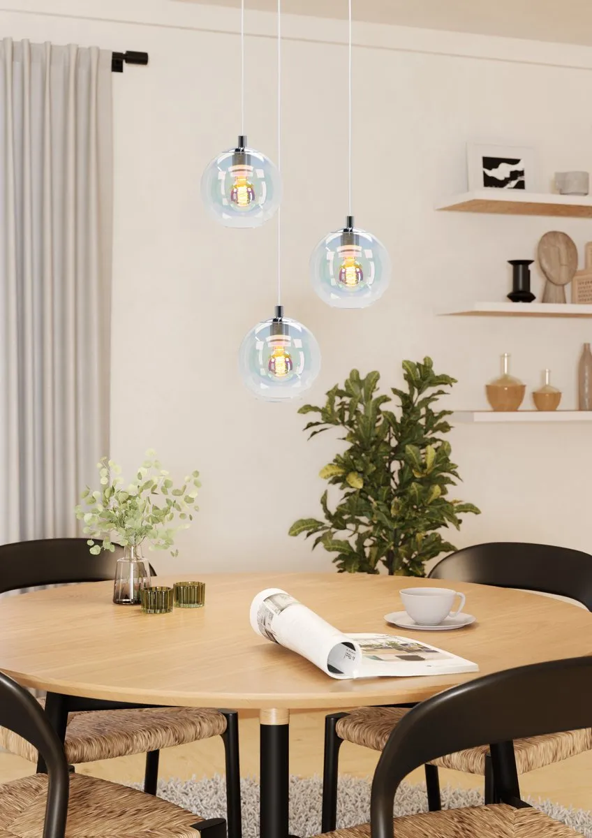 Eglo Ariscani 2 Hanglamp - Ø42,5cm - Chroom/Gekleurd glas