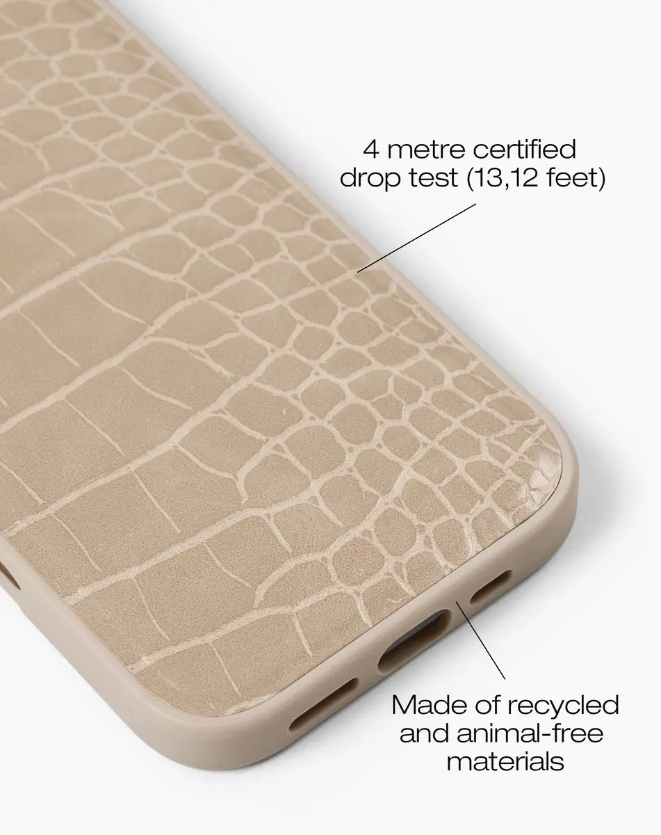 iDeal of Sweden iPhone 17 Vegan Leather Case Warm Beige Croco - afbeelding 2 van 3