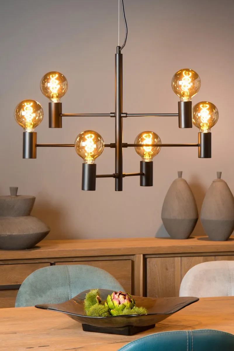 Lucide Leanne Hanglamp 6xE27 - Zwart