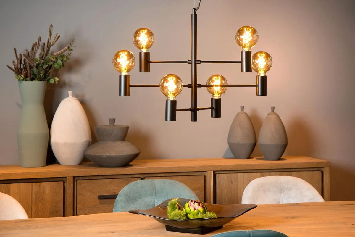 Lucide Leanne Hanglamp 6xE27 - Zwart