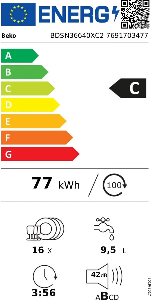 Beko BDSN36640XC2 Halfgeïntegreerde Vaatwasser 16 Couverts