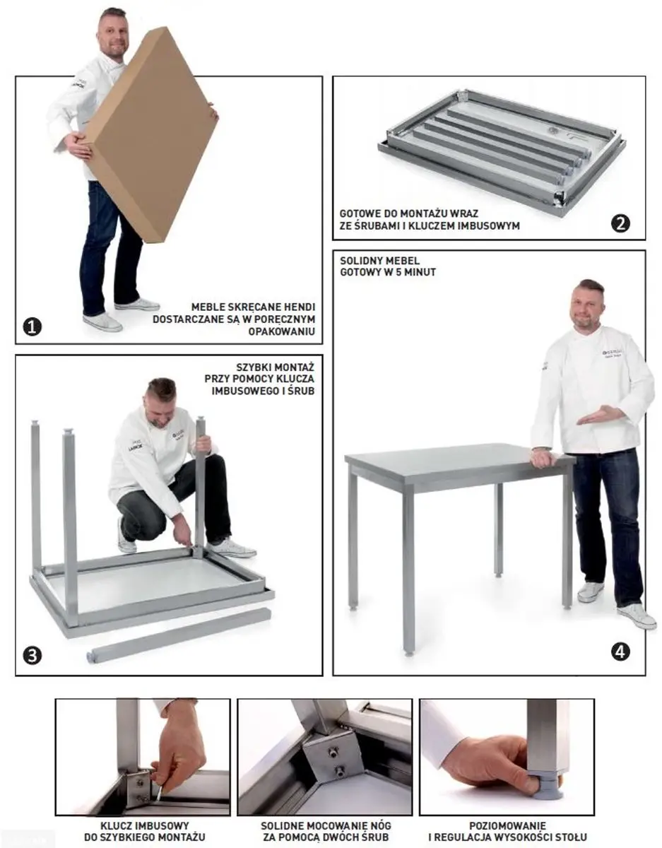 Hendi Staal Werktafel 100x70x85cm - Met Rant - Roestvrij