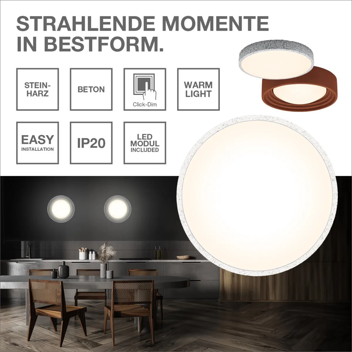 LEDVANCE Orbis Concrete Plafondlamp 13W 800lm - Grijs