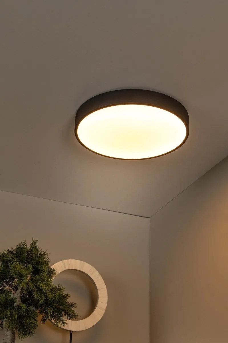 Lucide UNAR Plafondlamp Ø39,5cm - 24W 2700K - Zwart