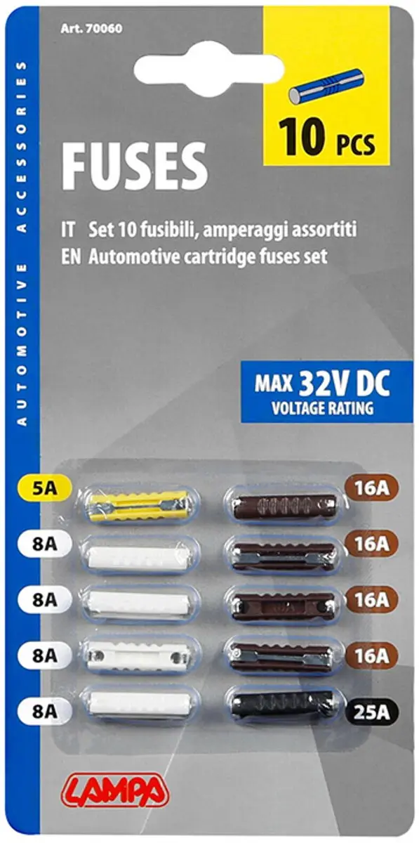 Lampa Steekzekeringen Set 10-delig - 5A/8A/16A/25A - Auto/Motor/Camper/Boot - afbeelding 2 van 4