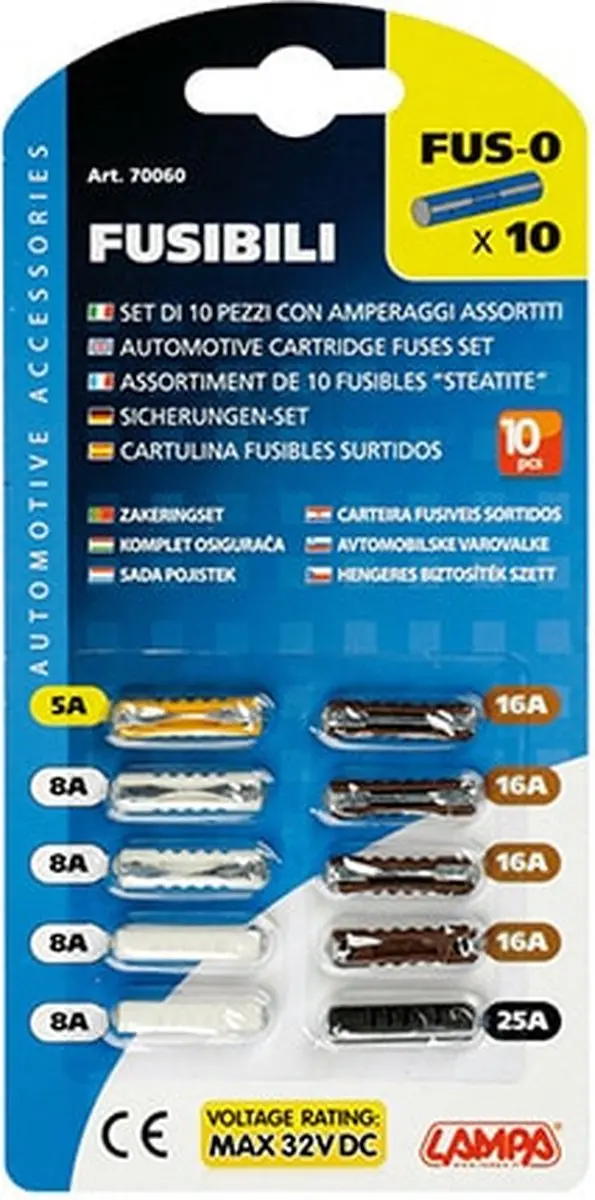 Lampa Steekzekeringen Set 10-delig - 5A/8A/16A/25A - Auto/Motor/Camper/Boot - afbeelding 3 van 4