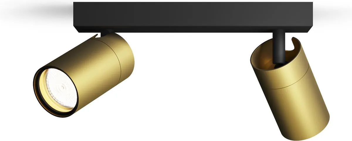 Philips Hue Idris Opbouwspot Badkamer - 2x GU10 - Zwart/Goud