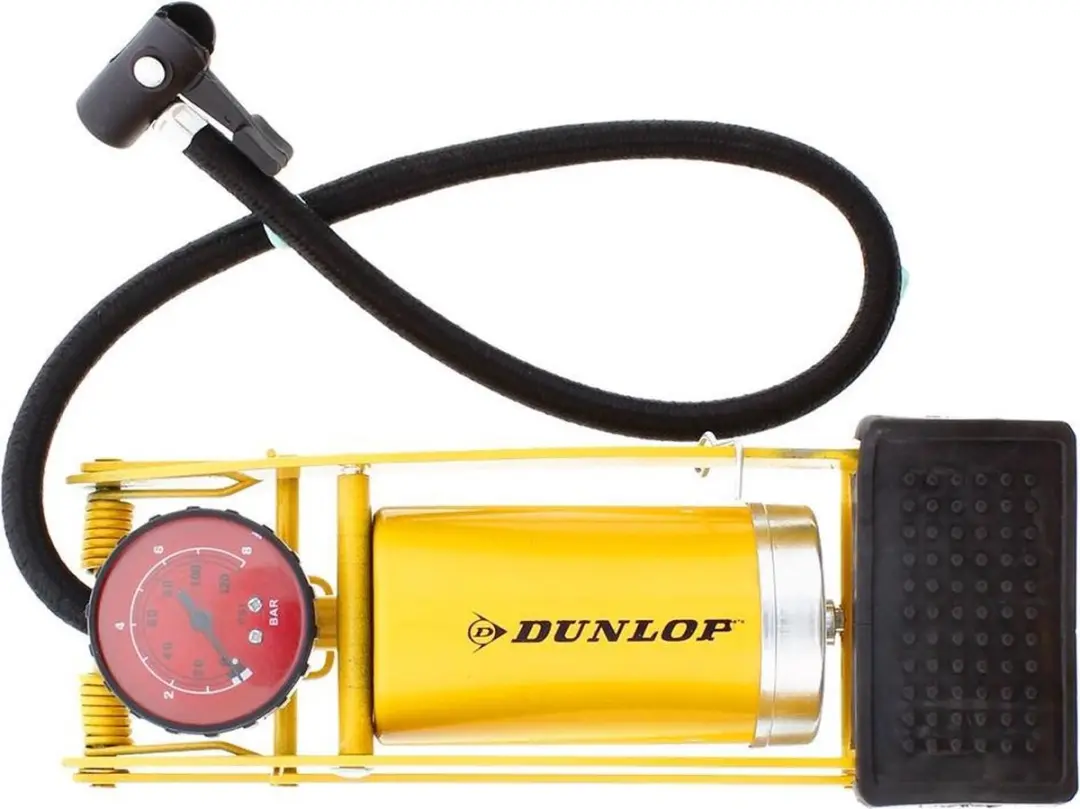 Dunlop Voetpomp met Manometer - Geel
