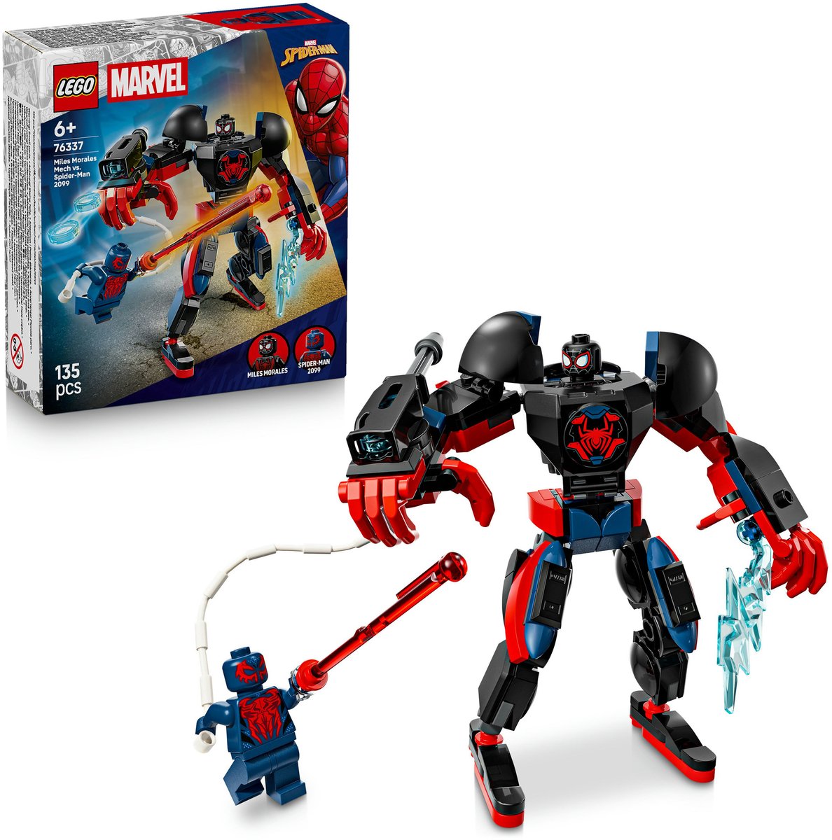 LEGO Marvel Miles Morales Mecha vs. Spider-Man 2099 - Bouwpakket met Speelgoed voor Kinderen - 76337