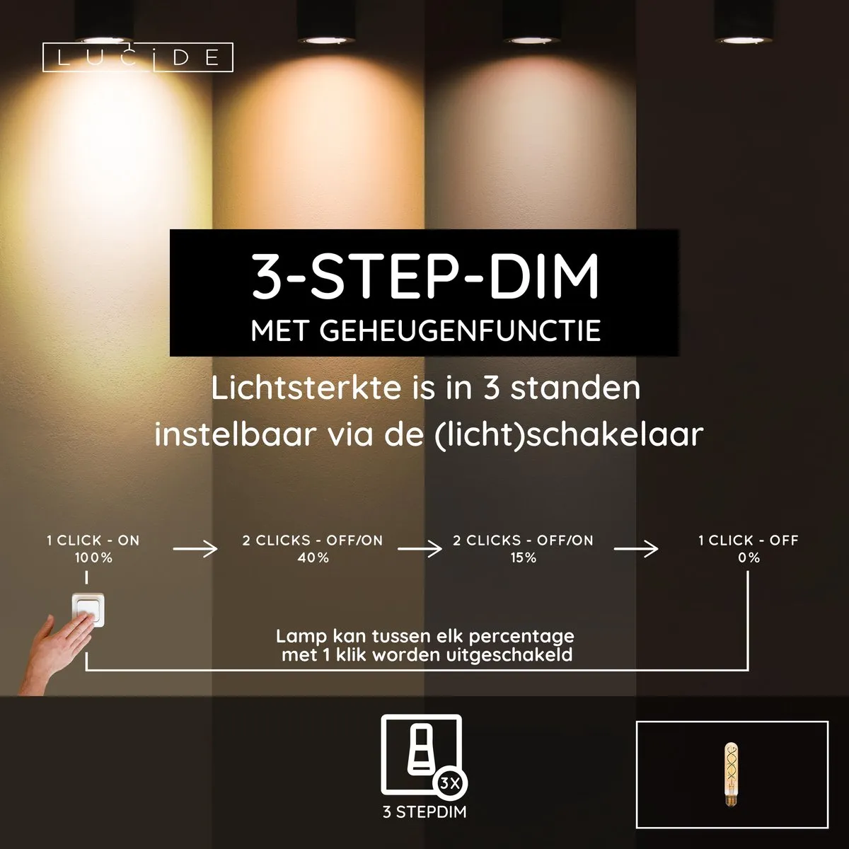 Lucide T32 LED Filamentlamp E27 4,9W 2200K - Amber