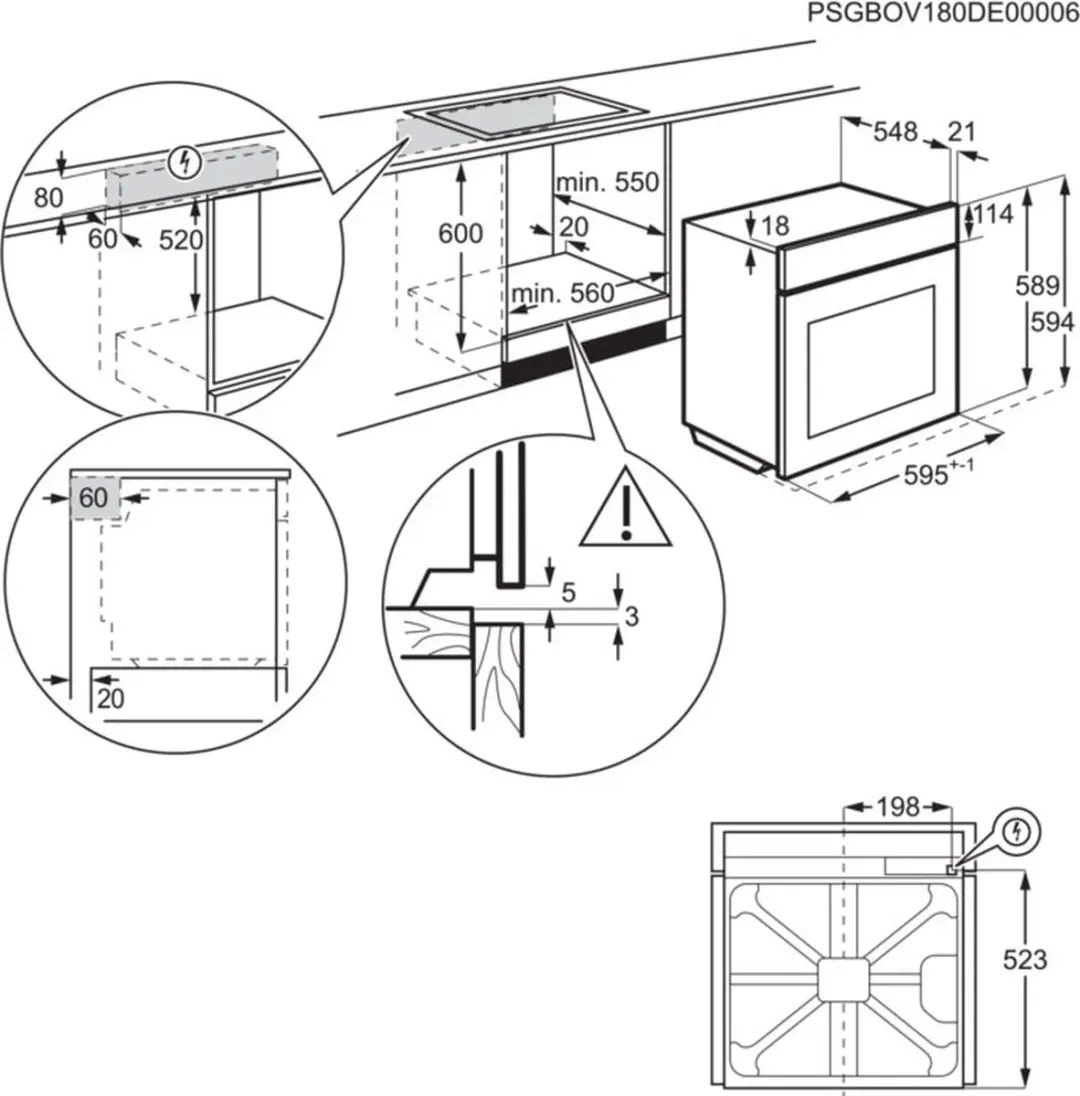 Electrolux EOE7C31Z Oven 72L - 2300W - Zwart - afbeelding 6 van 6