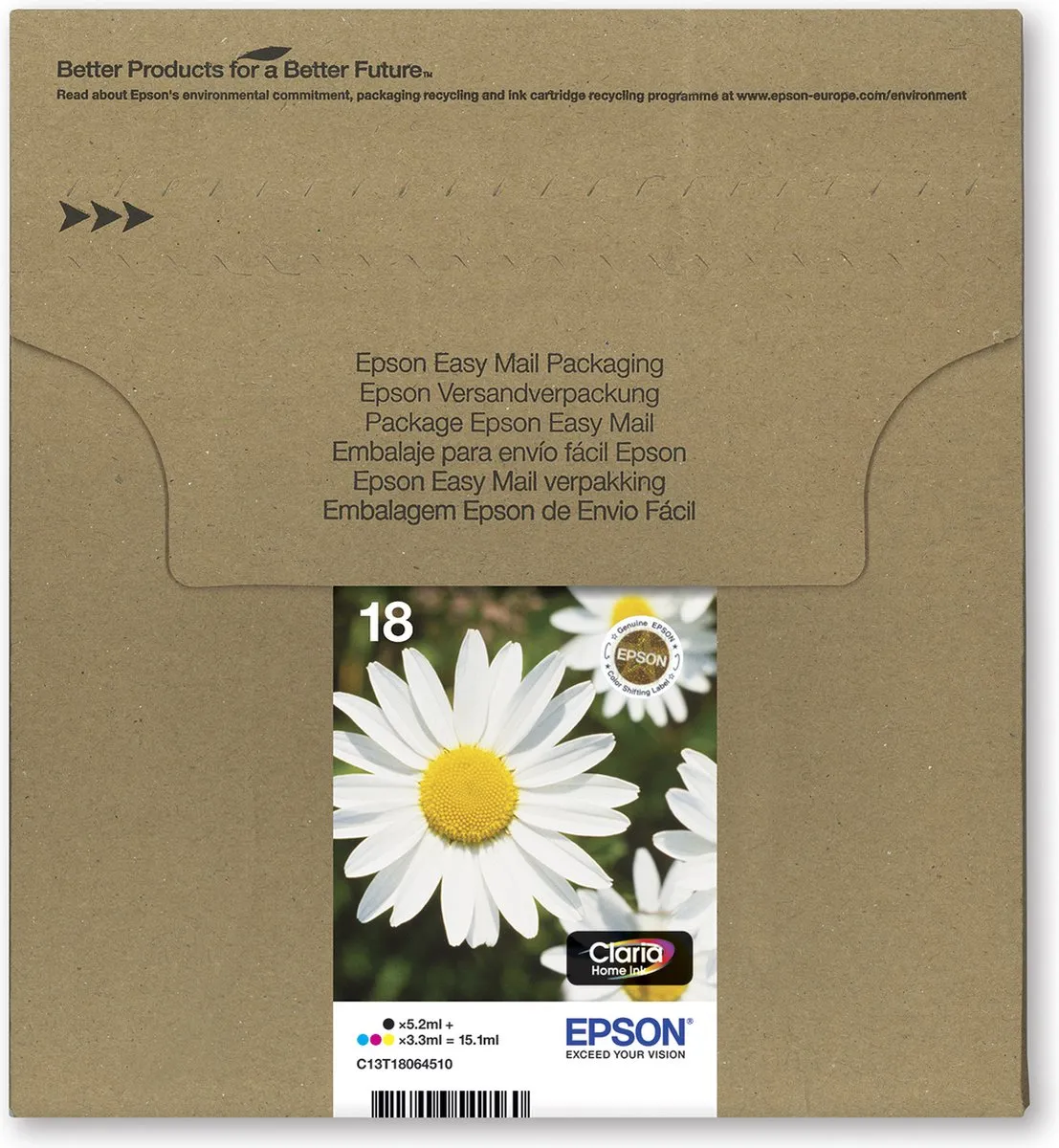 Epson 18 Standaard Cartridges 4-pack - C13T18064511 - Zwart/Driekleuren