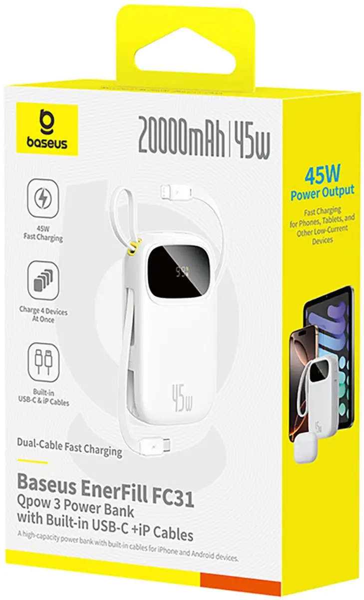 Baseus Enerfill FC31 Powerbank 20000mAh 45W - Wit