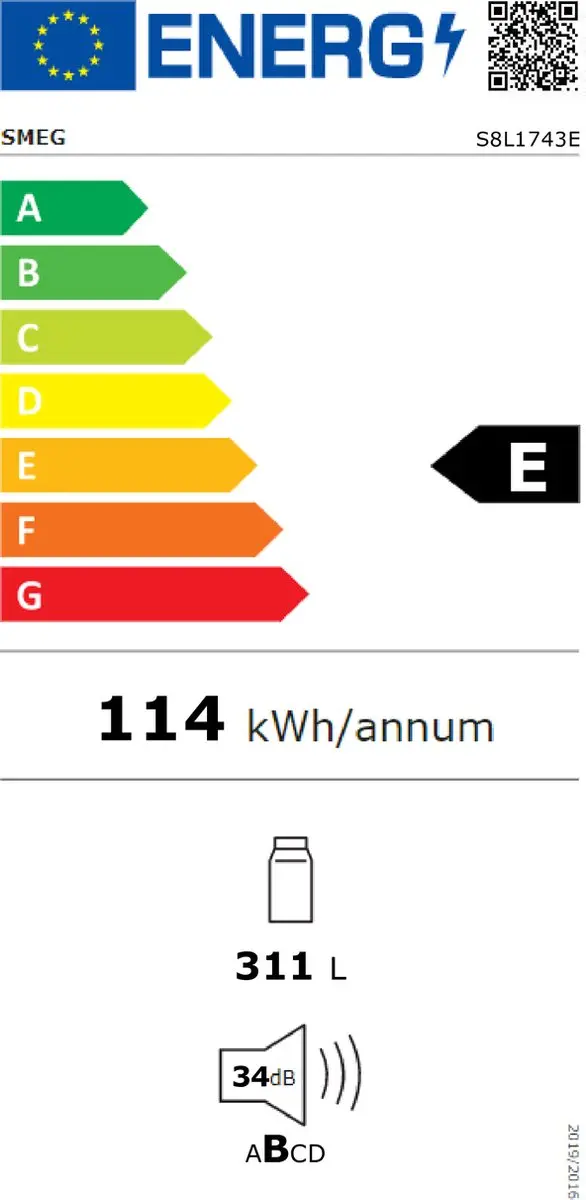 Smeg S8L1743E Inbouw Koelkast 311L - Wit