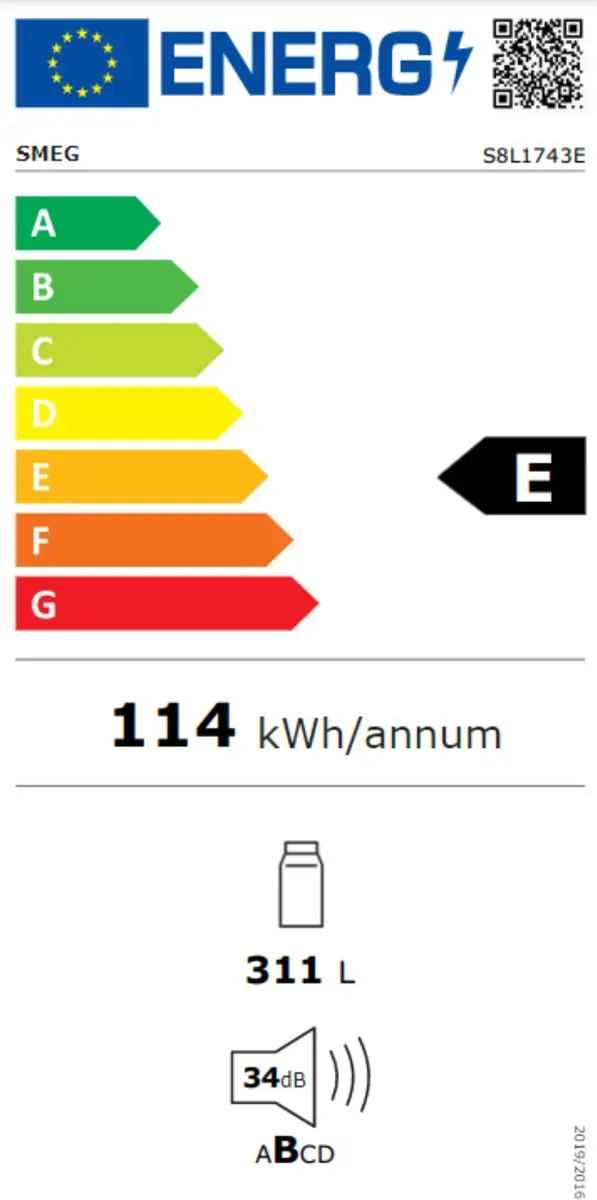 Smeg S8L1743E Inbouw Koelkast 311L - Wit