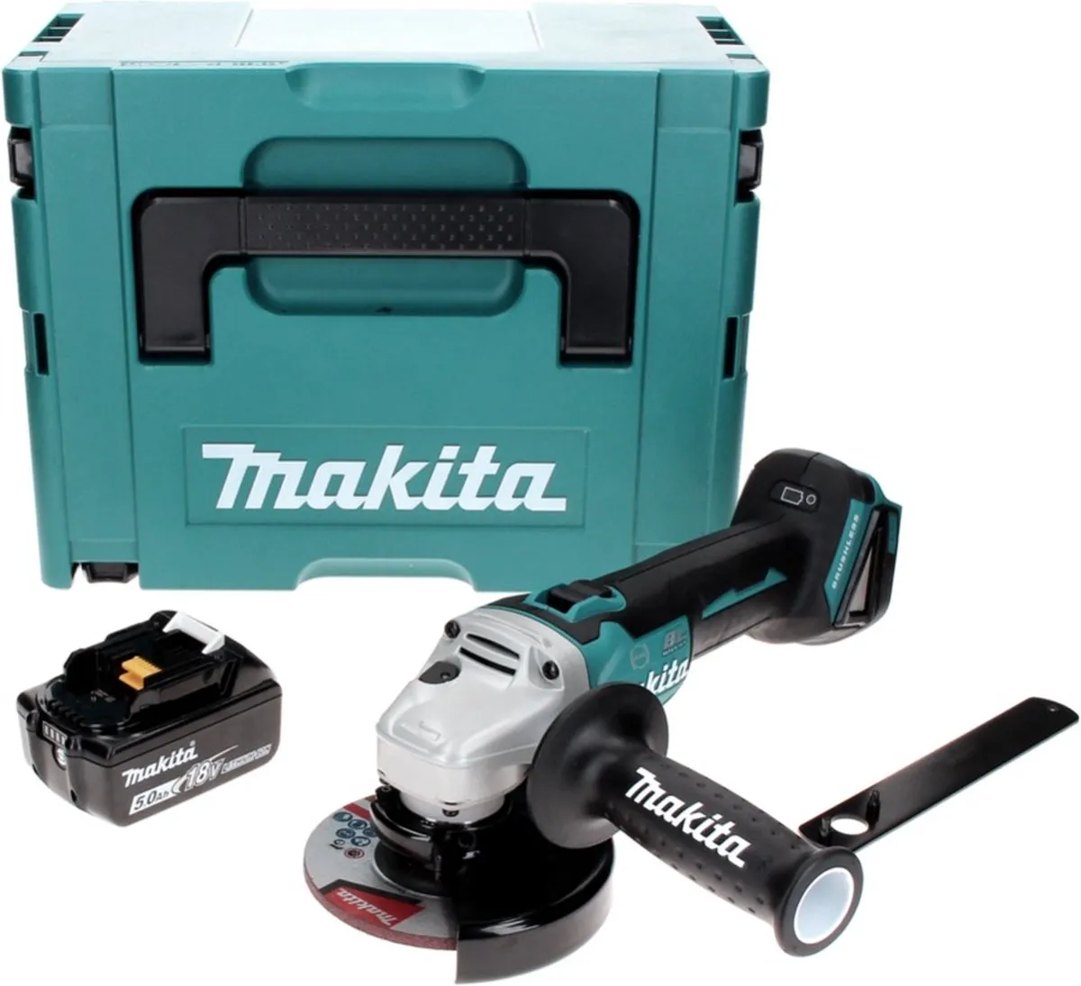 Makita DGA 506 T1J Haakse Slijper 18V 125mm - 5.0Ah Accu