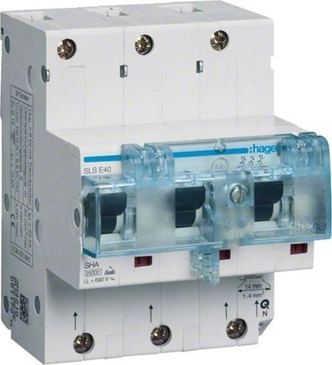 Hager Polo HTN340E Selectieve 3P 40A Automaat