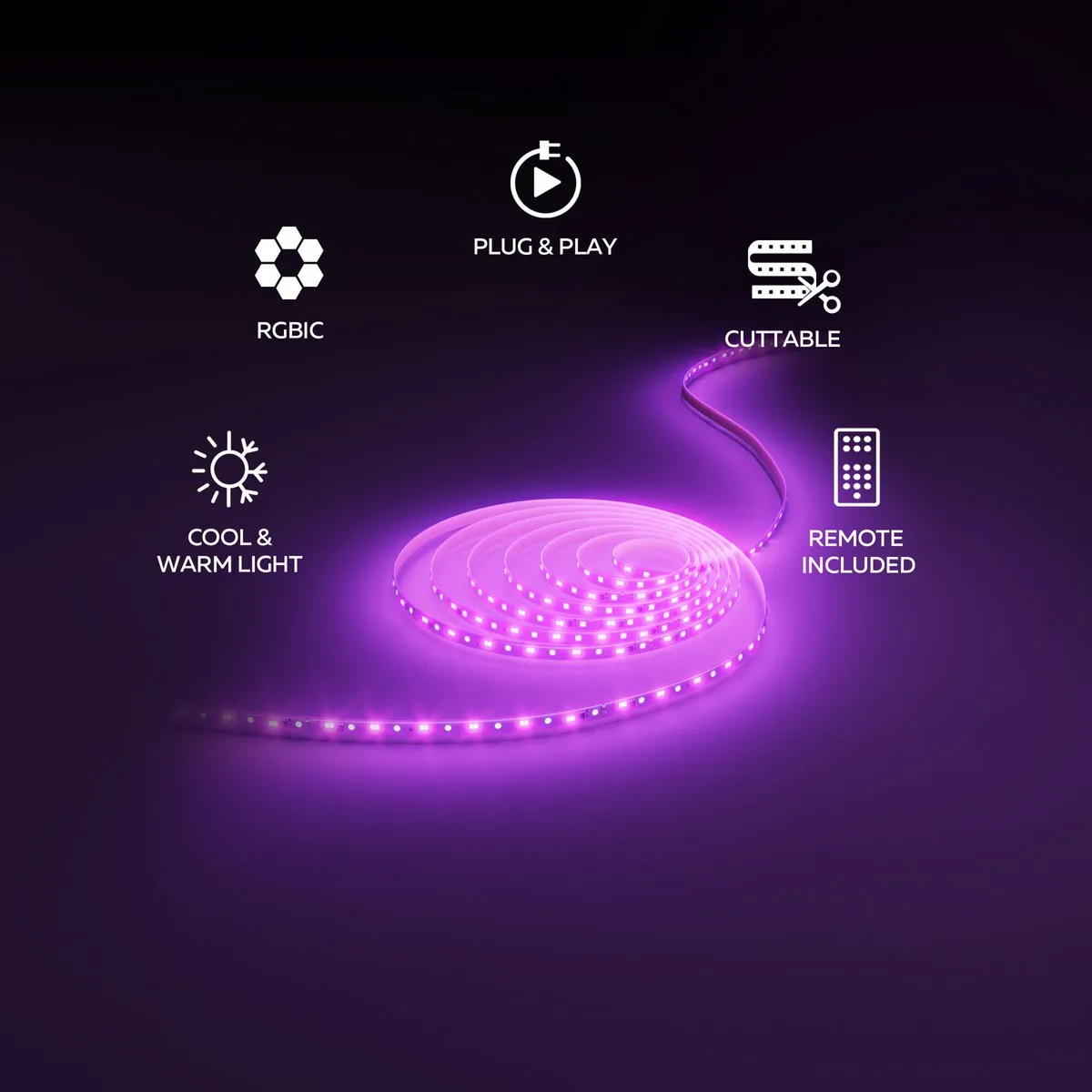 Calex LED Strip RGBIC 30m - 1400 Lumen - Afstandsbediening