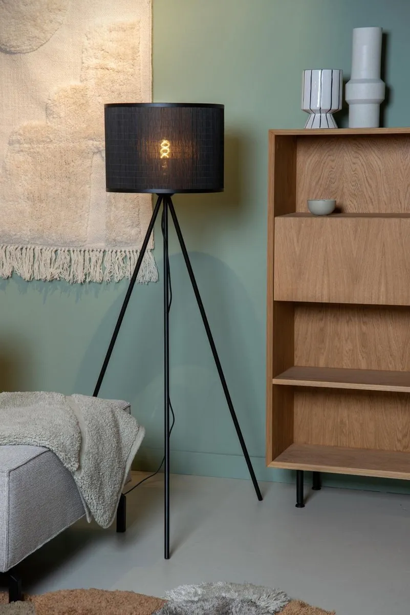 Lucide Tagalog Vloerlamp Ø55cm - 1xE27 - Zwart
