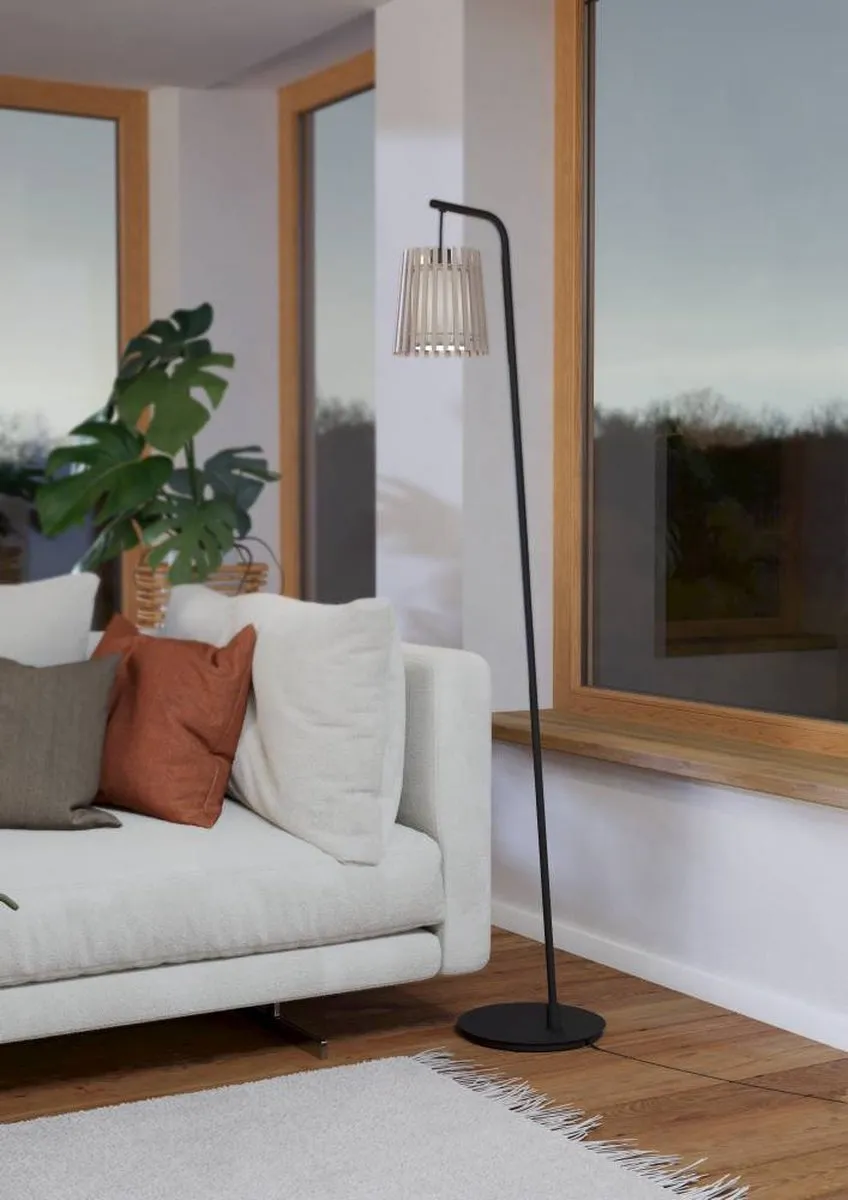 Eglo Fattoria Vloerlamp E27 - 170cm - Zwart/Wit/Bruin