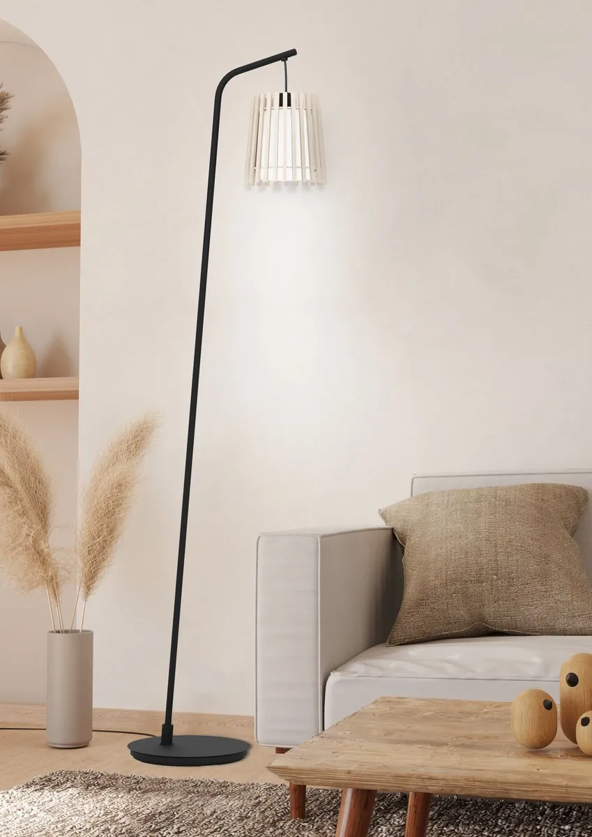 Eglo Fattoria Vloerlamp E27 - 170cm - Zwart/Wit/Bruin
