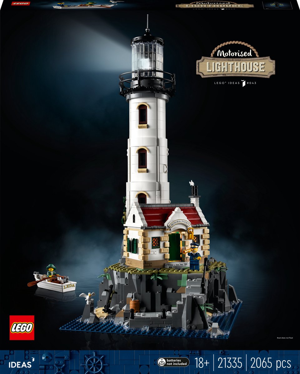LEGO Ideas Gemotoriseerde vuurtoren met Lichtjes, Modelbouwset voor Volwassenen - 21335