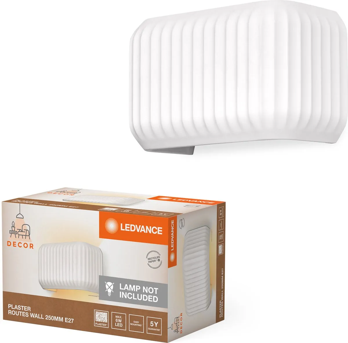 LEDVANCE Decor Plaster Routes Wandlamp 250 1XE27