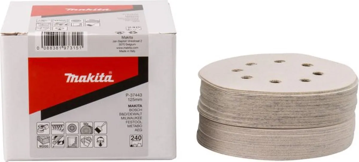 Makita P-37443 Schuurschijf 125mm - K240 White - Velcro