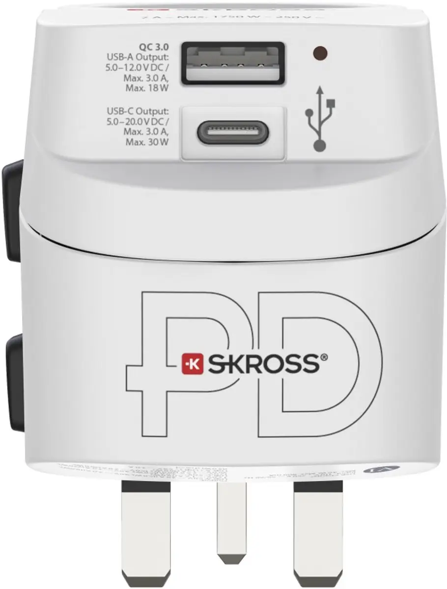 Hama Skross Reisstekker World Travel Pro 223477 - USB-A + USB-C PD - Wit